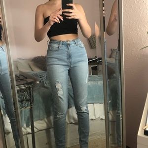 Light blue ripped jeans